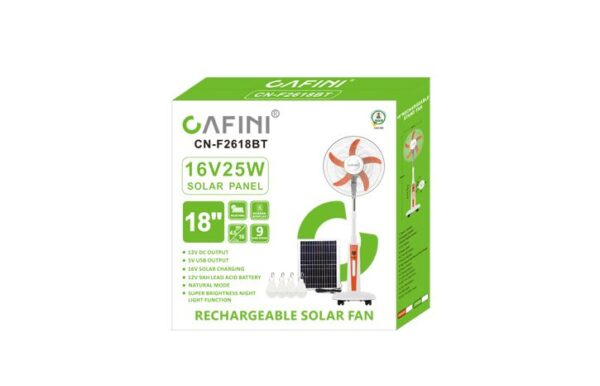 CN-F2618BT PARTE 3 Ventilador Solar 18” con Batería 7Ah y Panel 15 W CN-F2618BT
