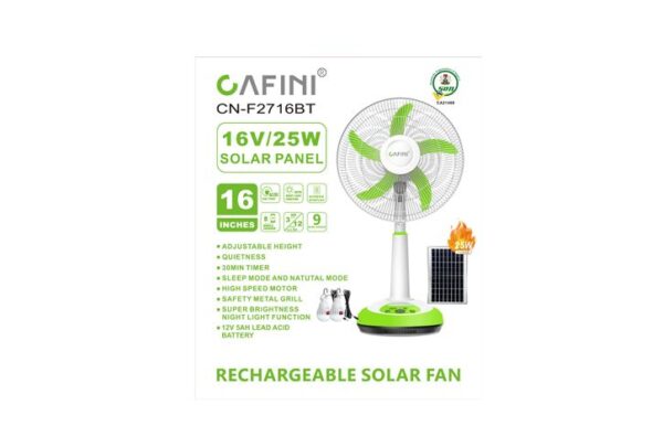 CN-F2716BT PARTE 3 Ventilador Solar Retráctil 16” con 2 Bombillas y Panel 25 W CN-F2716BT