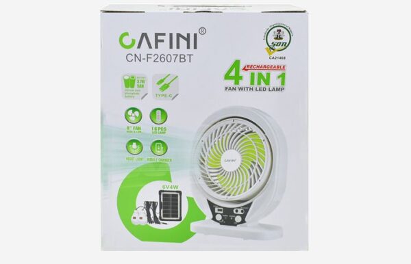 CN-F2607BT PARTE 3 Ventilador Solar 7” 8W con 2 Bombillas LED y Panel 4W CN-F2607BT